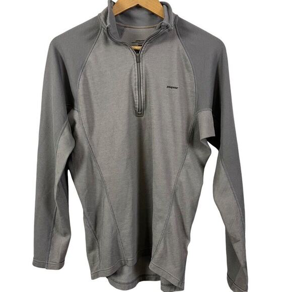 Patagonia Mens Gray 1/4 Zip Pullover Long Sleeve Performance Baselayer Stains M - Picture 1 of 16